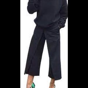 Chic Tibi Navy City Layered Stretch Twill Culottes